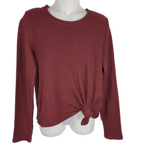 Madewell Women Texture & Thread Jacquard Knot Front Top Small Frosty Mauve K4412